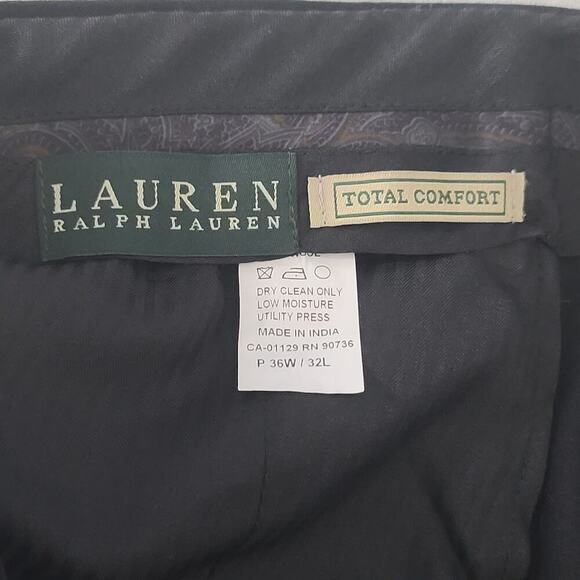 Lauren Ralph Lauren mens wool pants black 36w X 32L pleated Classic fit formal - Picture 5 of 6